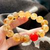 Retro 12Mm Large Particle Natural Citrine Chalcedony Bracelet Bracelet.