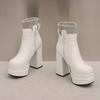 Women's High-heeled Short Boots Sexy European and American Style Autumn and Winter Waterproof Table Thick-heeled Large-size Roman Boots