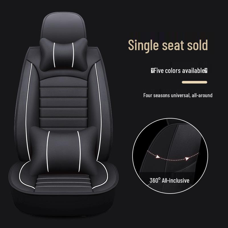 Leather Four-Season Car Seat Cushion for Sedan - Winter Ready, Full Surround Cover for Single Seat