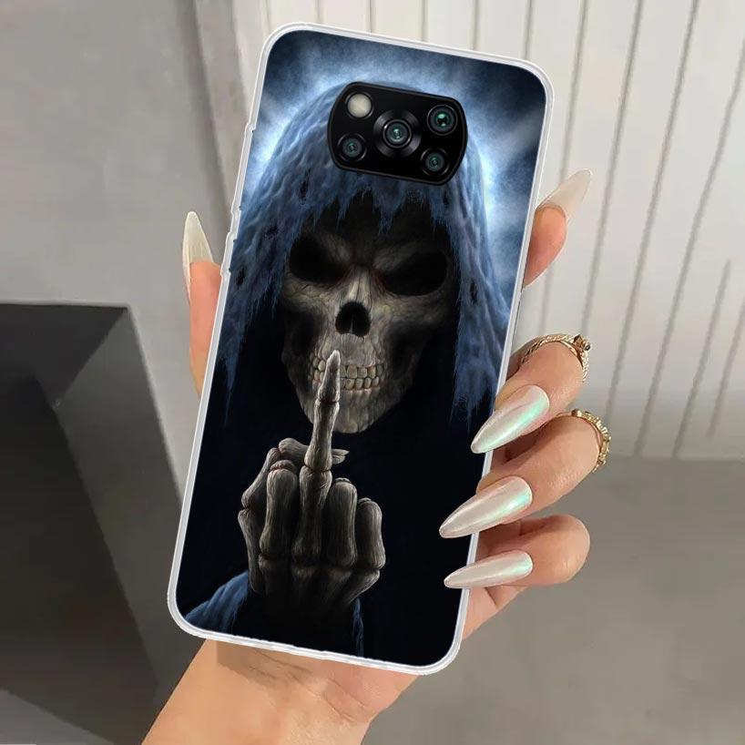 Grim Reaper Skull Skeleton Phone Case for Xiaomi Poco X5 X6 X7 Pro F7 Ultra M7 Redmi 15 15C 13 13C 12 12C 10 10A 10C 9 9A 9C 9T