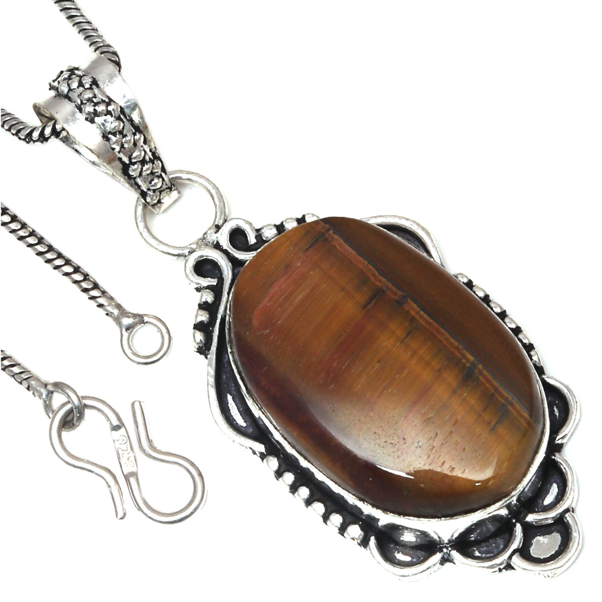 

Pendant Tiger s Eye Gemstone Valentine Day Gift Silver Jewelry 2