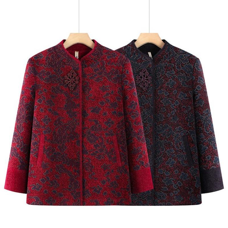 Autumn and winter coats, velvet winter tops, old lady clothes, thickened clothes, mother-in-law