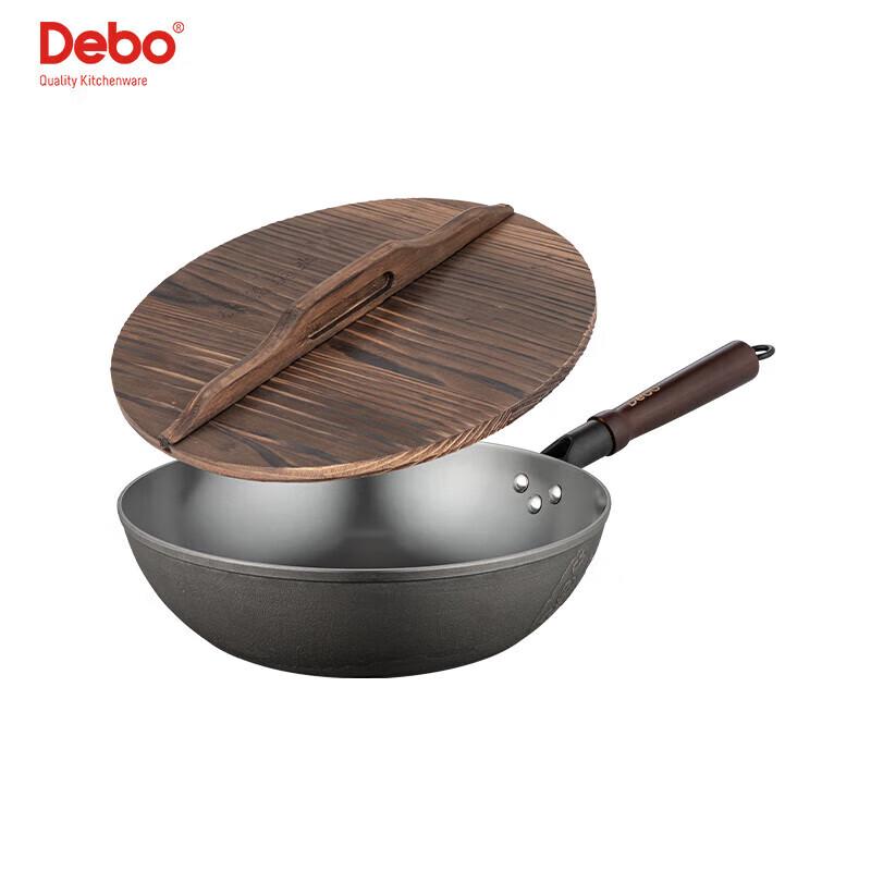 Debao DEP-709 32cm Vintage Uncoated Cast Iron Wok
