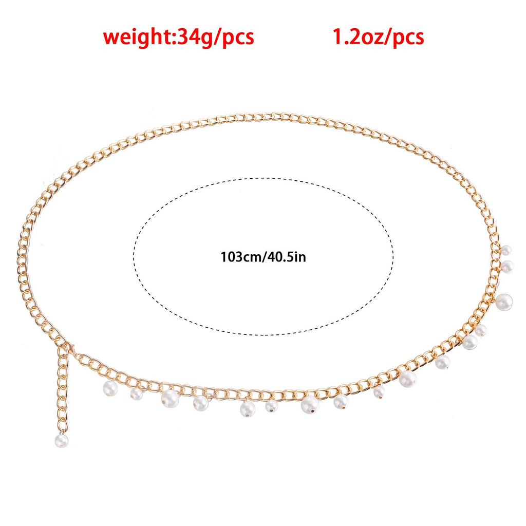 Women Waist Chains Adjustable Pearl Body Chain Trendy Waist Belly Chain Summer Beach Everyday Accessories