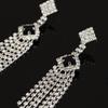 European and American Fashion & Trend Temperament Ear Studs Earrings Multi-Row Diamond-Studded Tassel Ornament  E343