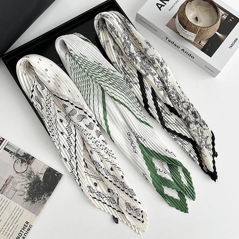 Folded silk scarf autumn new polka dot decorative scarf niche thin scarf scarf versatile