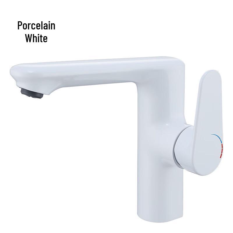 MDNG Square Porcelain White Hot & Cold Basin Faucet