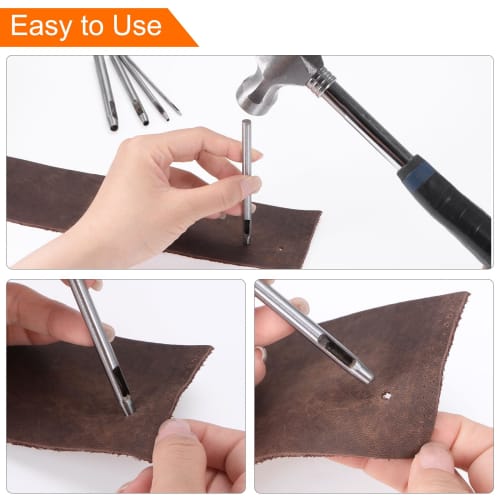 uxcell Leather Hollow Punch, 30mm Round Hole Punch Tool, Belt Puncher Carbon Steel Single Punch for Watch Straps, Cutting Leather Craft, Rubber, Paper