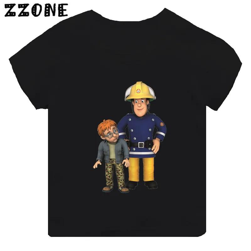 Hot Sale Fireman Sam Print Cartoon Kids Tshirt Funny Girls Clothes Baby Boys Black Short Sleeve T Shirt Children TopsTH2450