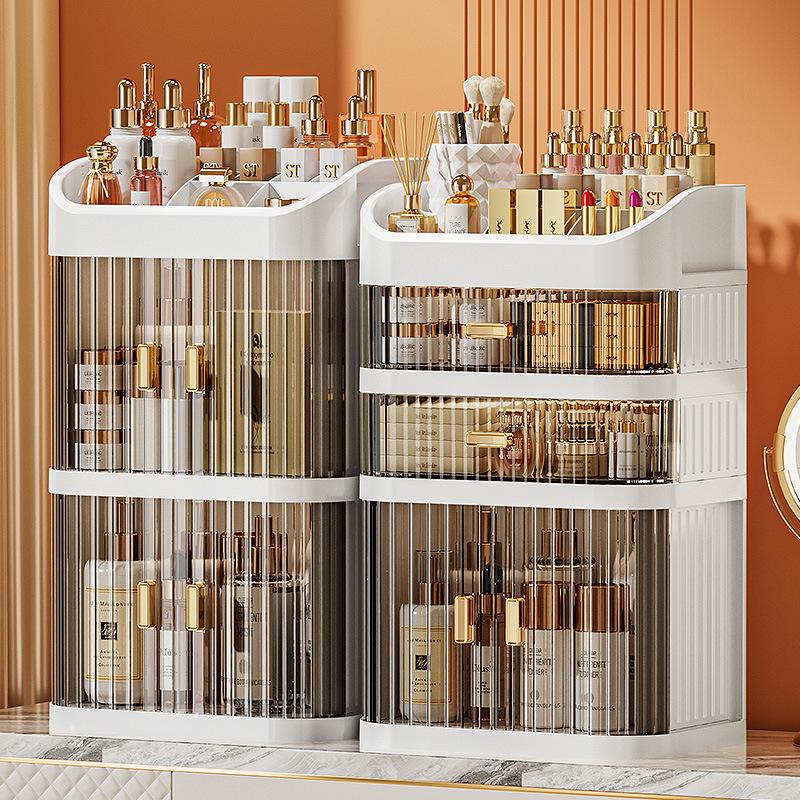 Luksusowy Organizer do Pielęgnacji Skóry z Wyższej Półki: Pojemne pudełko do przechowywania kosmetyków z szufladą na waciki