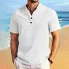 Men's Solid Color Button Tops Men's Sports Short Sleeve Shirt