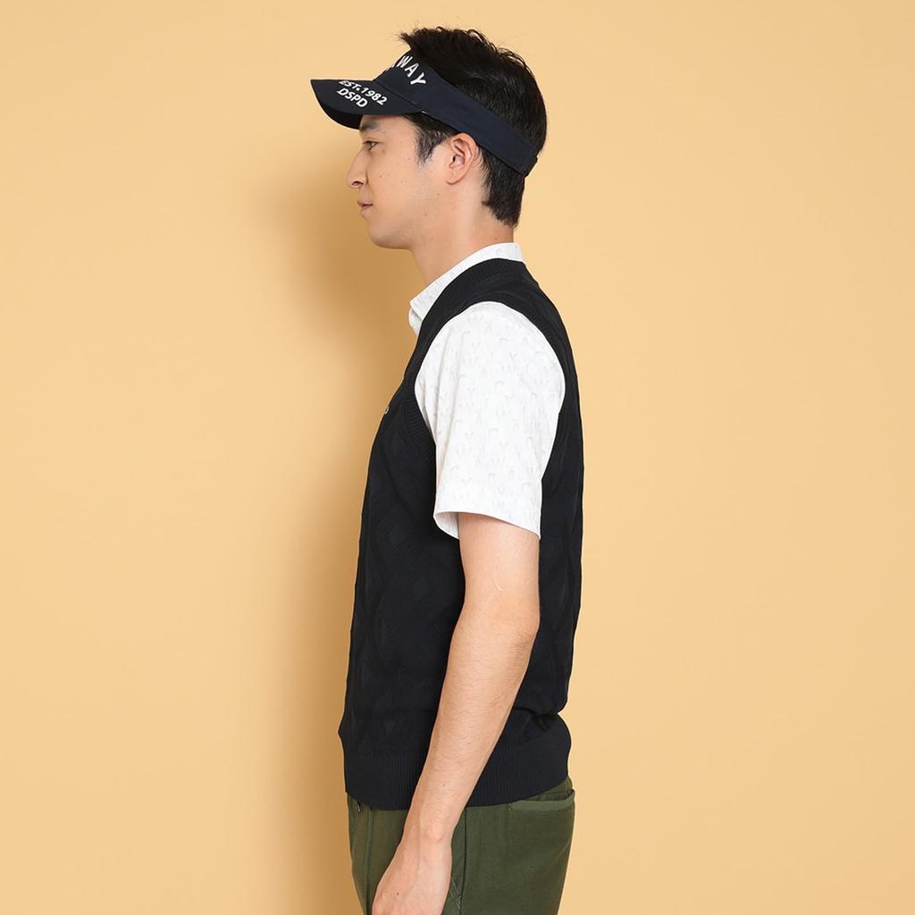 Pánská pletená vesta Golf C24219100 [Callaway] s výstřihem do V (diamantový žakár) / / 1120_Navy