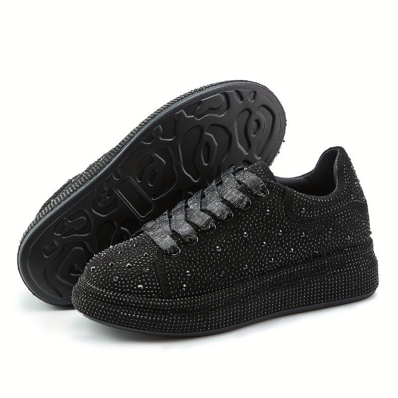 2025 New Rhinestone Thick Bottom Casual Sneakers Women Full Drill Muffin Shoes Rhinestone Single Shoes