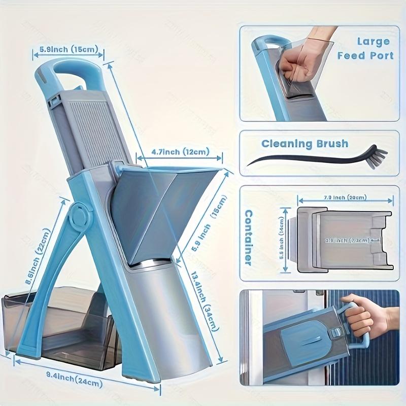 Manuelle Gemüseschneidemaschine mit einstellbarer Dicke, Multifunktionales Gemüseschneide- und Würfelset mit Behälter, Kartoffelschneider in größerer Ausführung, Waschbares Design
