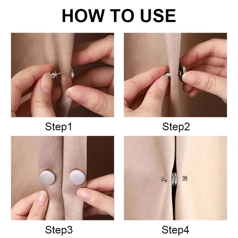 New Curtain Magnetic Button Nail Free Detachable Window Curtain Close Magnet Buckle Adjustment Curtain Clip Room Accessories