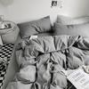 Lilang Solid Brushed Washed Cotton 4-Piece Bedding Set