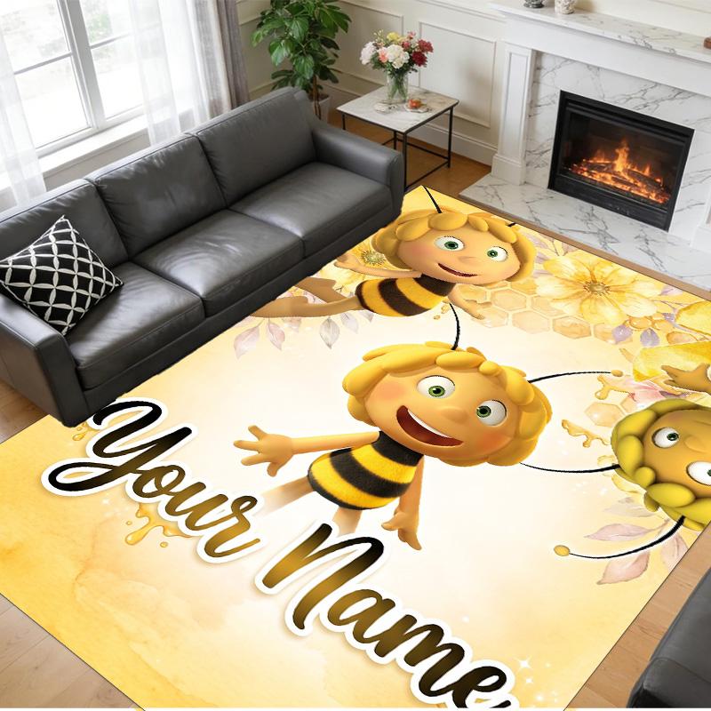 Crystal Velvet Rug Custom Name Text, Soft Non Slip Floor Mat Home DecorDie Biene Maja
