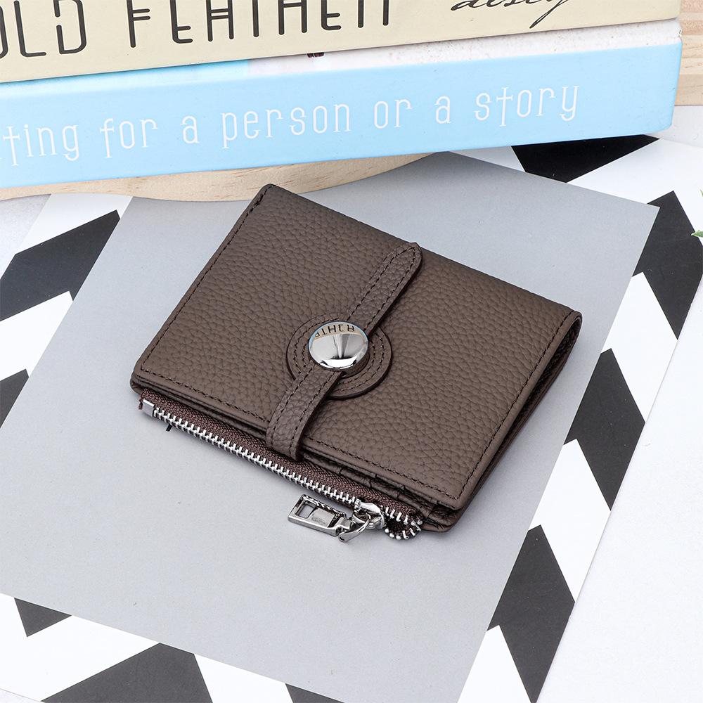 

Fashion Brand Color Block Women s Genuine Leather Short Wallet, Luxury Bi-Fold Multi-Card Slots Large Capacity Zipper Coin Purse хакі