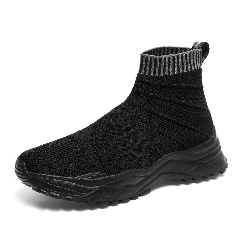 High-top casual socks shoes autumn and winter fly-woven soft-soled lazy shoes couple sports shoes