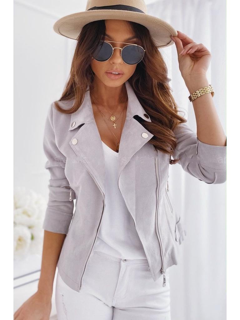 Europeisk & Amerikansk Slim Kort Jacka med Dragkedja och Nedvikt Krage för Hösten 2023