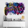 3D Broken Wall Hole Art Gamer Gamepad Vinyl Mural Stickers for Home Room Bedroom Play Zone Decoration
