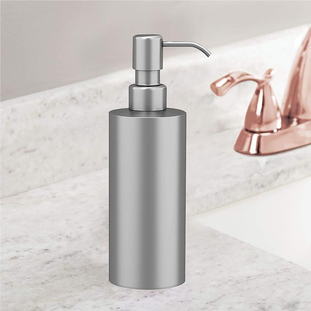 350ml Soap Liquid Dispenser Stainless Steel Press Type Lotion Bottle Containers Liquid Holder Cylindrical Appearance Bathroom
