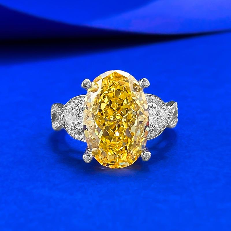 

Кольцо Xiancan Jewelry из серебра S925, овальное, желтого цвета, с огранкой «Ледяной цветок» Size 5