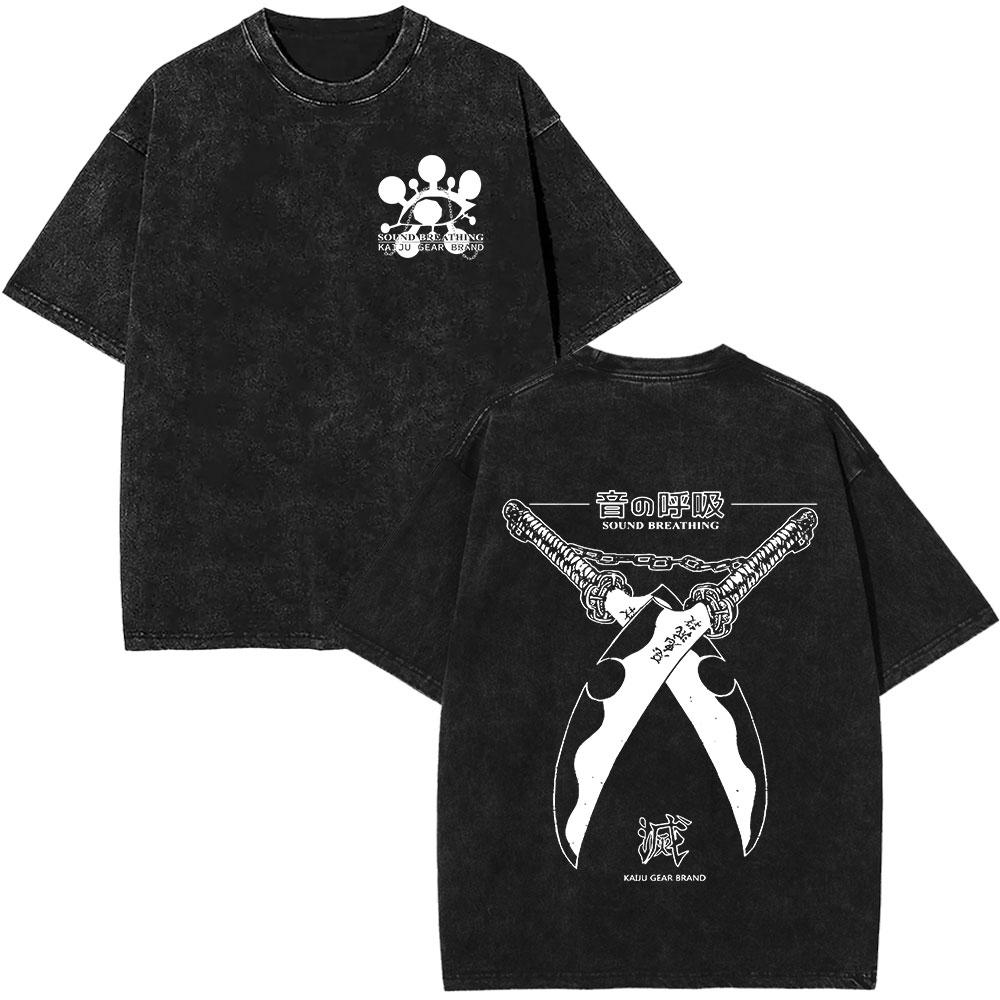 Kimetsu No Yaiba Anime Demon Slayer T-shirt Tengen Uzui Manga T-shirt Vintage Lavé Hommes Confortable Décontracté Streetwear T-shirt