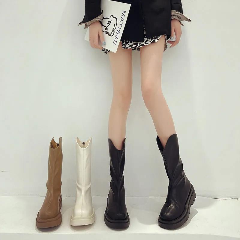 2021 autumn and winter new velvet black medium tube Martin boots women's British style thick-soled fashion versatile thin boots short boots
