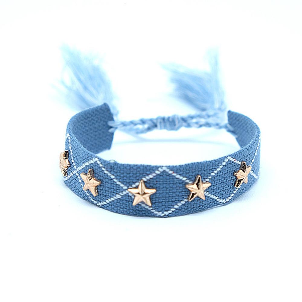 Polyester Handcrafted Bracelet Star/Heart Accent Woven Bracelet Popular Bohemian Wristband