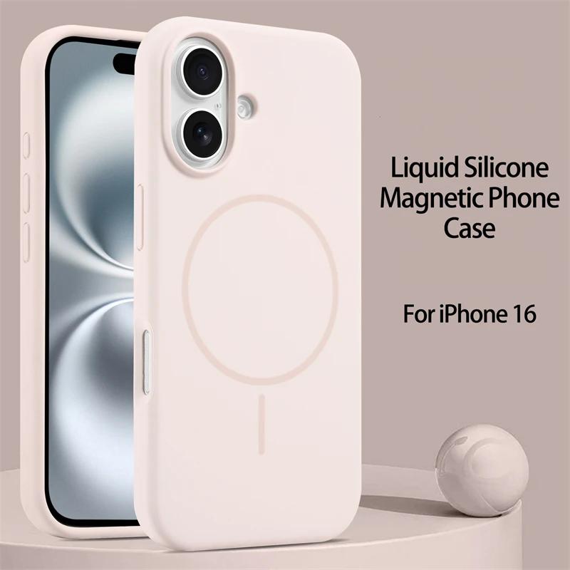 New Gold Liquid Silicone Magsafe Case For iPhone 16 14 15 Plus 13 12 11 16 Pro Max Magnetic Wireless Charge Protector Soft Cover