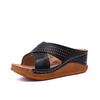 Foreign trade slippers spring and summer new thick-soled wedge heels middle-aged and elderly cool slippers women's hollowed-out large-size Roman wome