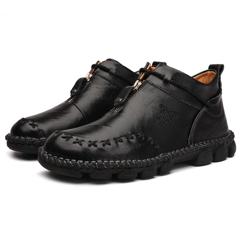 38-48 Men's Leather Large Size Ankle Boots High Top Handmade Casual Leather Shoes