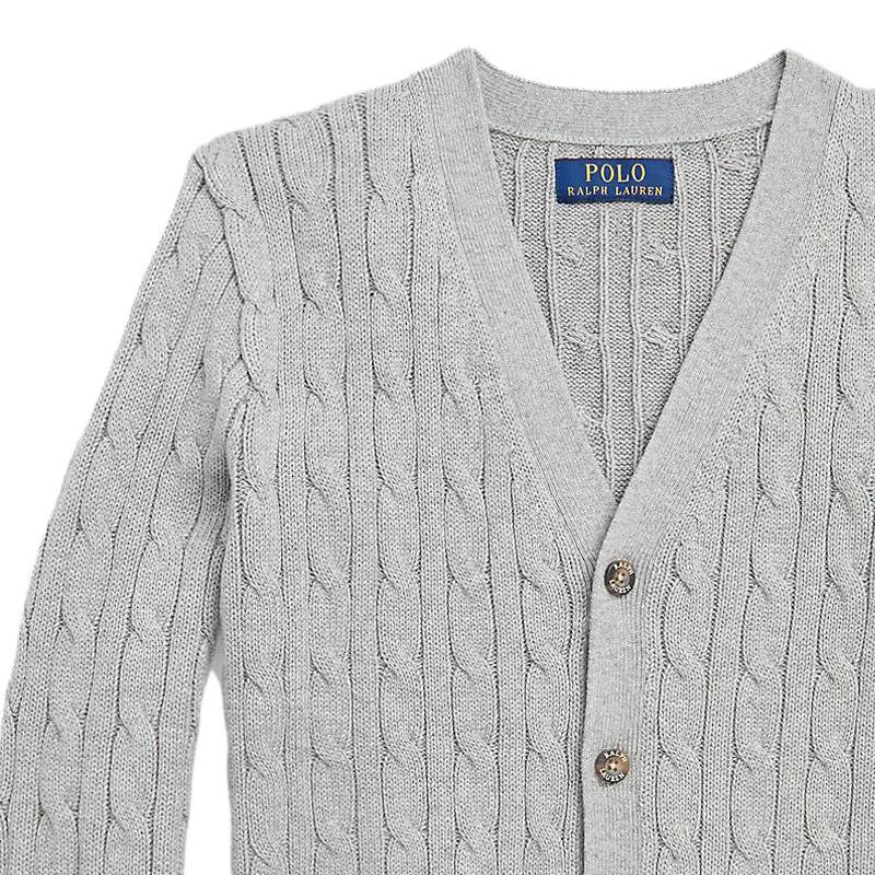Polo Ralph Lauren Knitted Cardigan Ss23 Solid Color V-Neck Single-Breasted Long Sleeve Women cardigans Gray 323882842-001