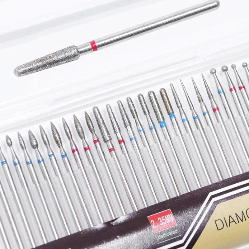 30pc Diamond Nail Drill Bits Set Milling Cutter Rotary Burr Cutter Clean Files for Electric Manicure Machine Accessory
