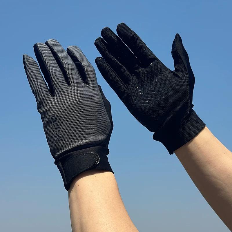 

2025 Summer Driving Cycling Outdoor Sun UV Protection Gloves Men Women Mesh Breathable Elastic Ice Silk Knitting Gloves One Size серый