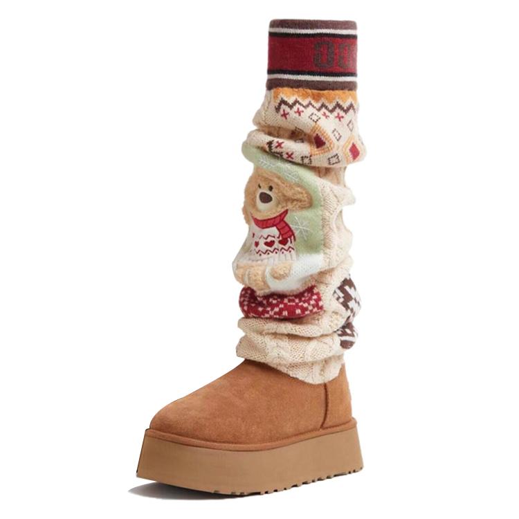 13 MARCA x UGG Wysokie Zimowe Buty do Kolan Damskie Brązowe FR24D1583
