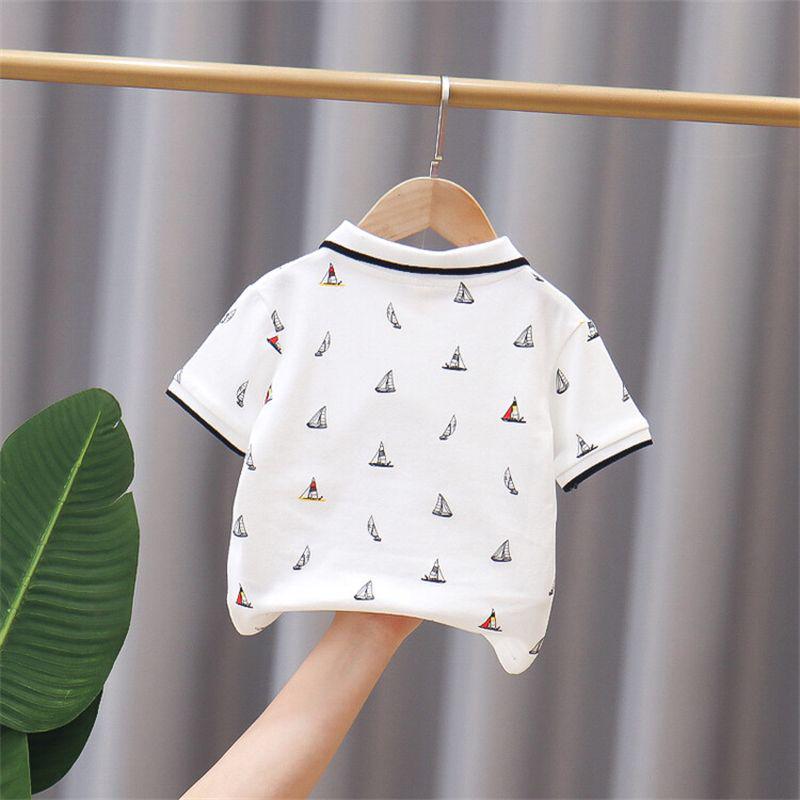 Ha Weijia Single-Color Sailboat T-Shirt – Boys' Short Sleeve