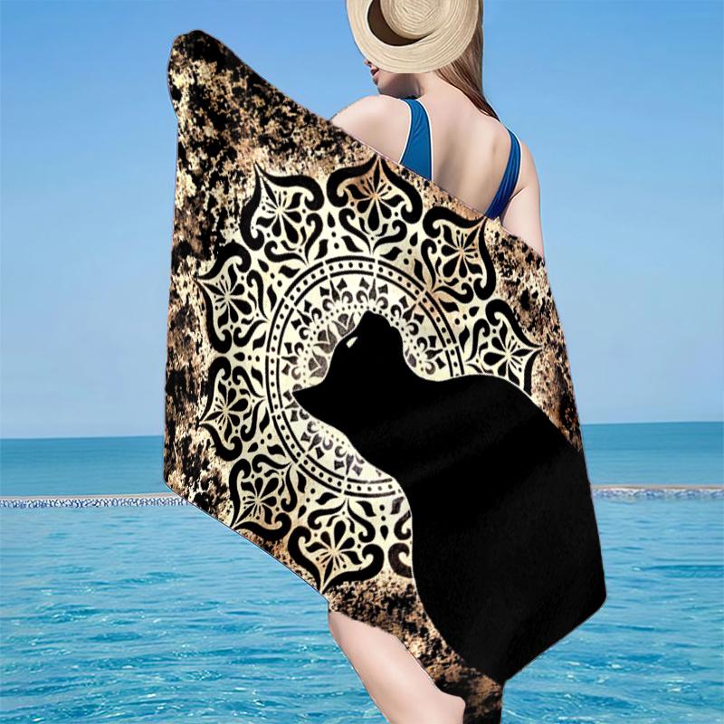 Crystal Cats Fantasy Beach Towel, Super Soft Microfiber, Gift for Her/Him, Birthday, for Pool, Beach, Travel, Home Decor Fan gifts