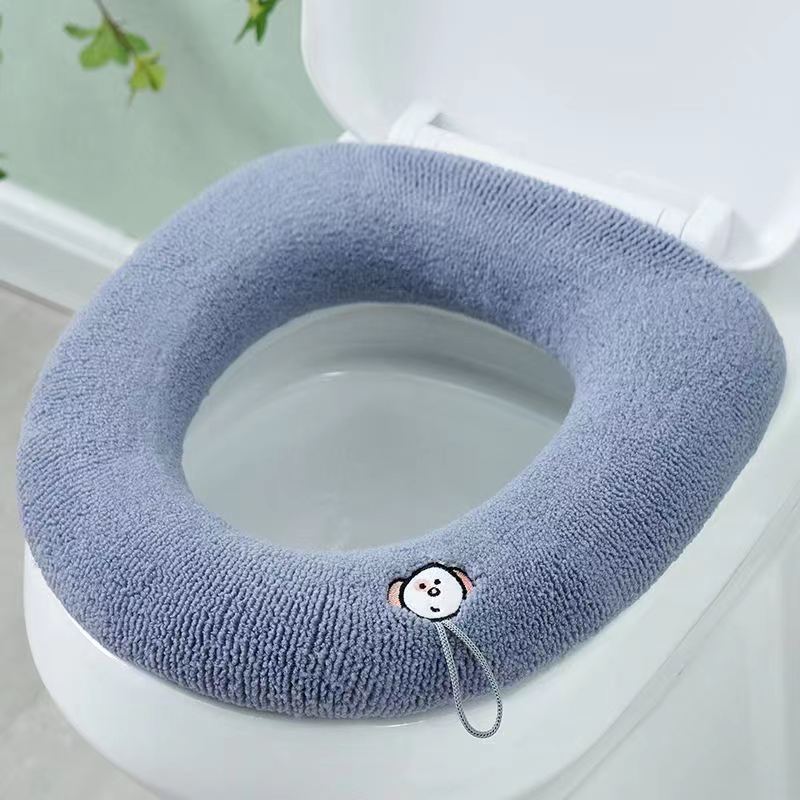 

Cartoon Embroidery Handle Toilet Seat Cushion Universal Seat Cover One Size