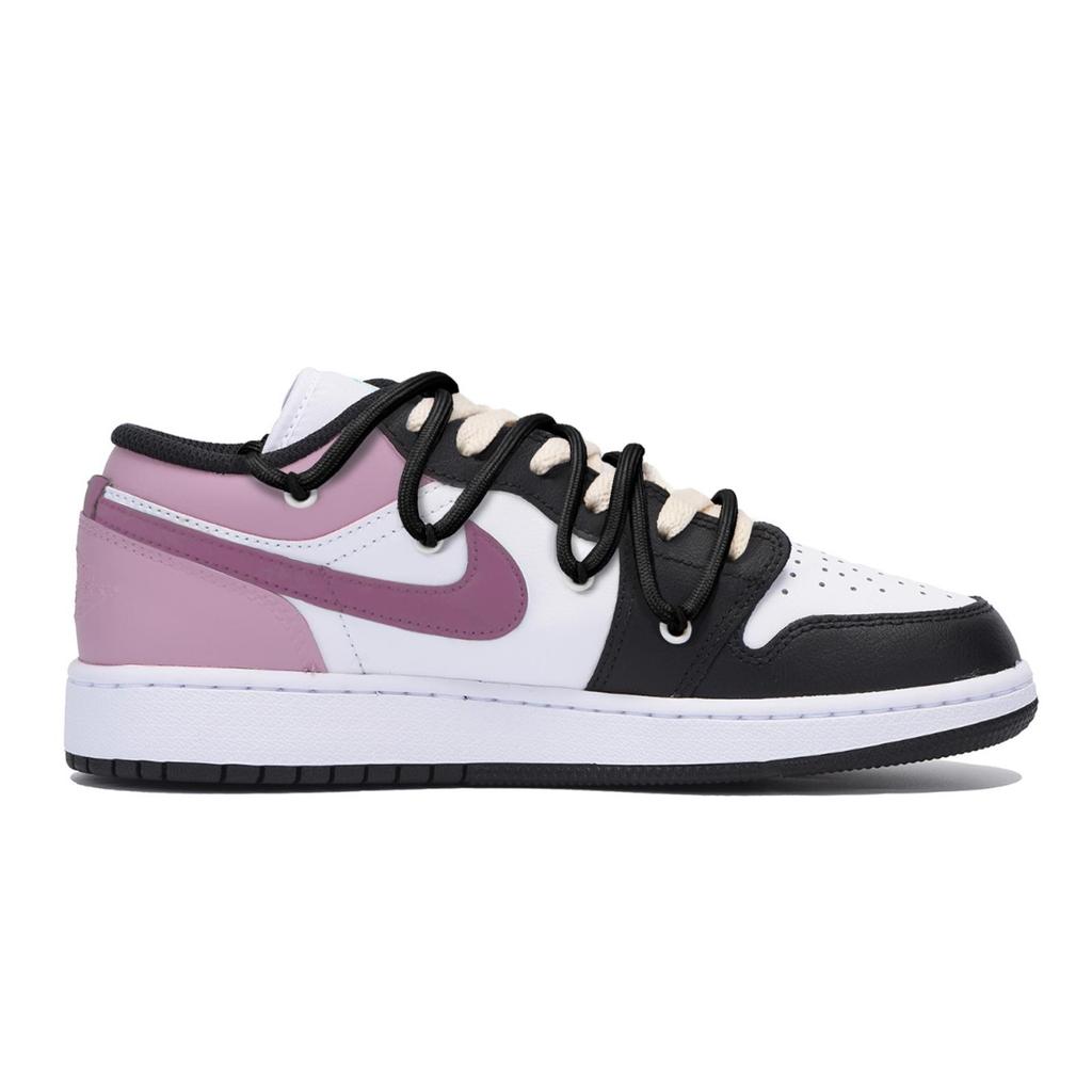 Jordan Air Jordan 1 Puppy Fragment Slip Resistant Abrasion Resistant Low top Vintage Basketball Shoes Men's Black Pink 553558-131(Team85-)