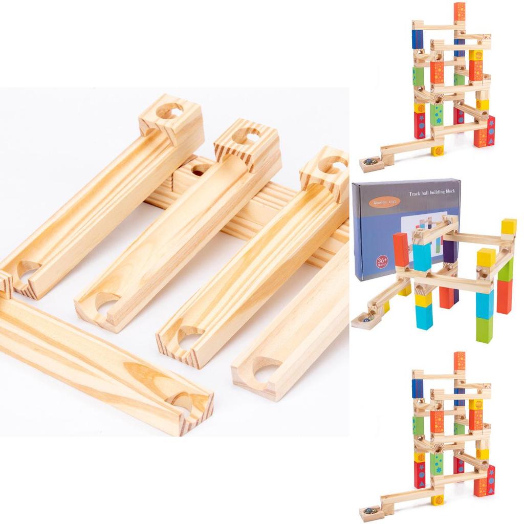 Wooden Childrens Ball Bearing Run Track Building Set For Ages 3 To 6 Educational Toy