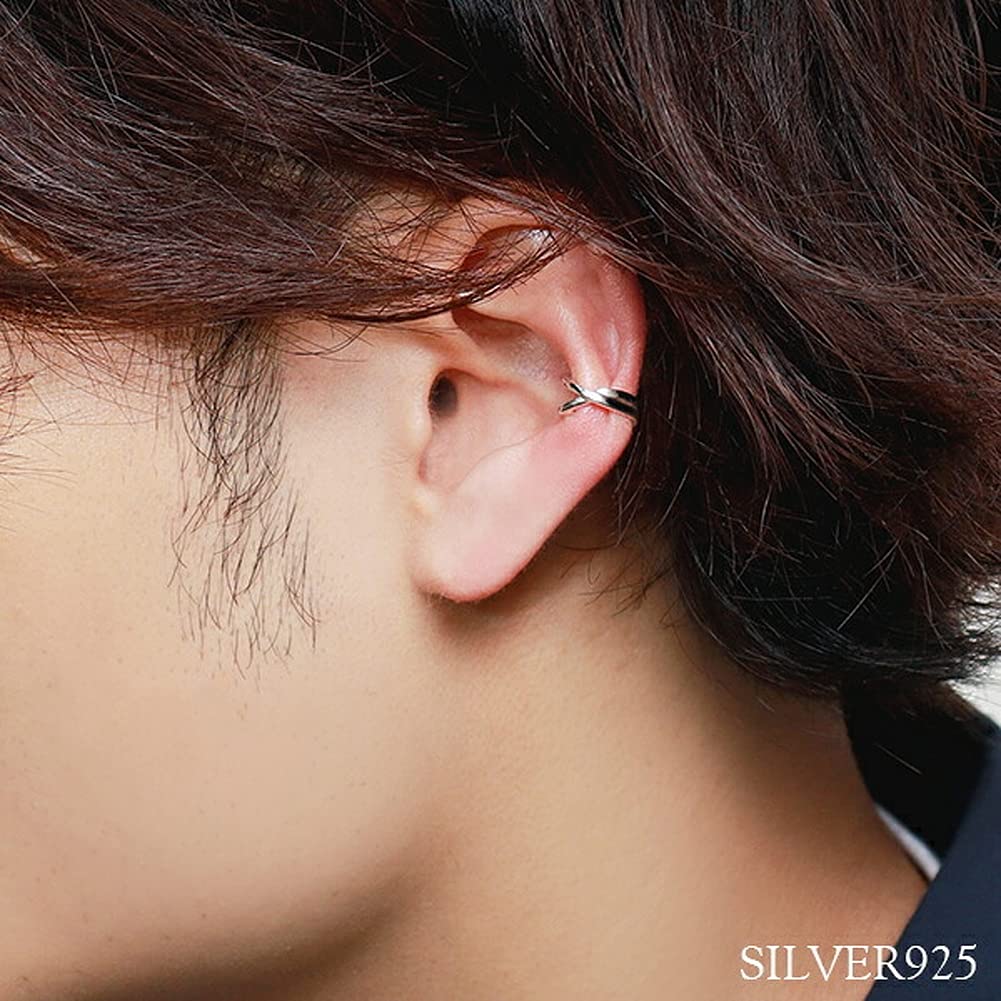 Shinjuku Gin no Kura Gedrehter Silber 925 Ohrklemme, Klein, Einzelohr, Schlicht, Standard, Ohrring ohne Piercing, Ohrclip, Fake-Ohrring