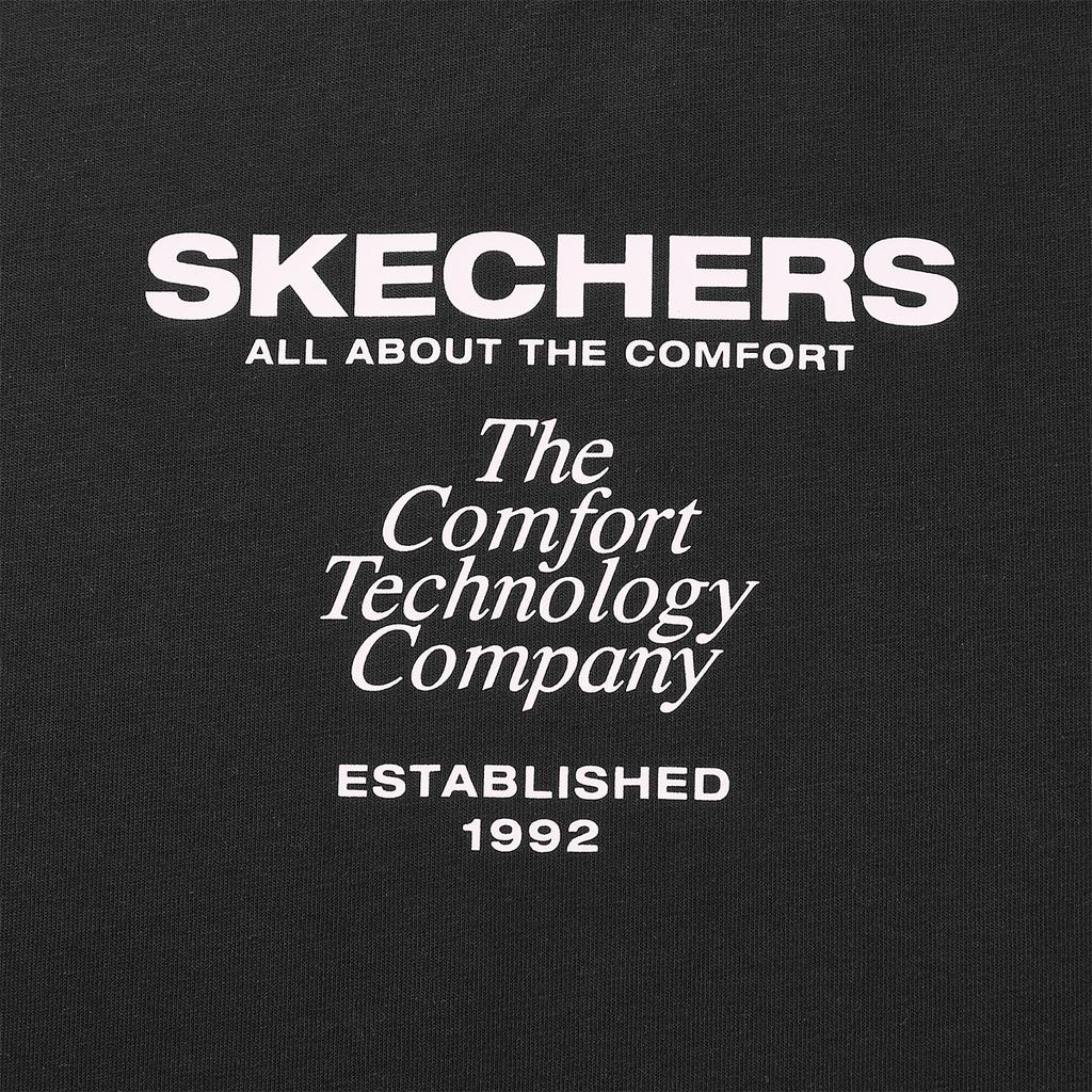 Skechers Comfortable Loose Fit Printed Breathable Short Sleeve Drop Shoulder T-Shirt Women tops Carbon-Black L225W160-0018