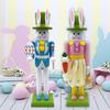 30.8cm Wooden Easters Bunnies Nutcrackers Figurine Ornament Rabbit Soldier Figure for Holiday Decoration Enthusiasts