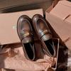 Shoes Leather Small Gold Coins Thick Heel Thick Sole Small Leather Shoes Women