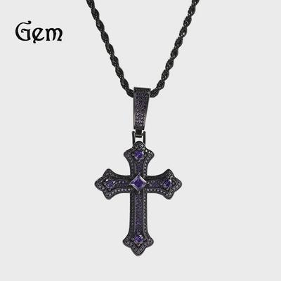 European & American Hip-Hop Cross Pendant Necklace with Diamonds