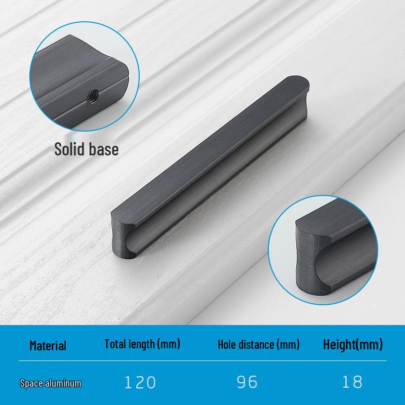 Modern Minimalist Gold Cabinet Handle, Light Luxury I-Shaped Black Drawer Pull