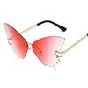 Rimless Butterfly Sunglasses Women Premium Designer Classic Rimless Big Frame Sun Glasses Ladies Shades Eye Wear UV400 Protection