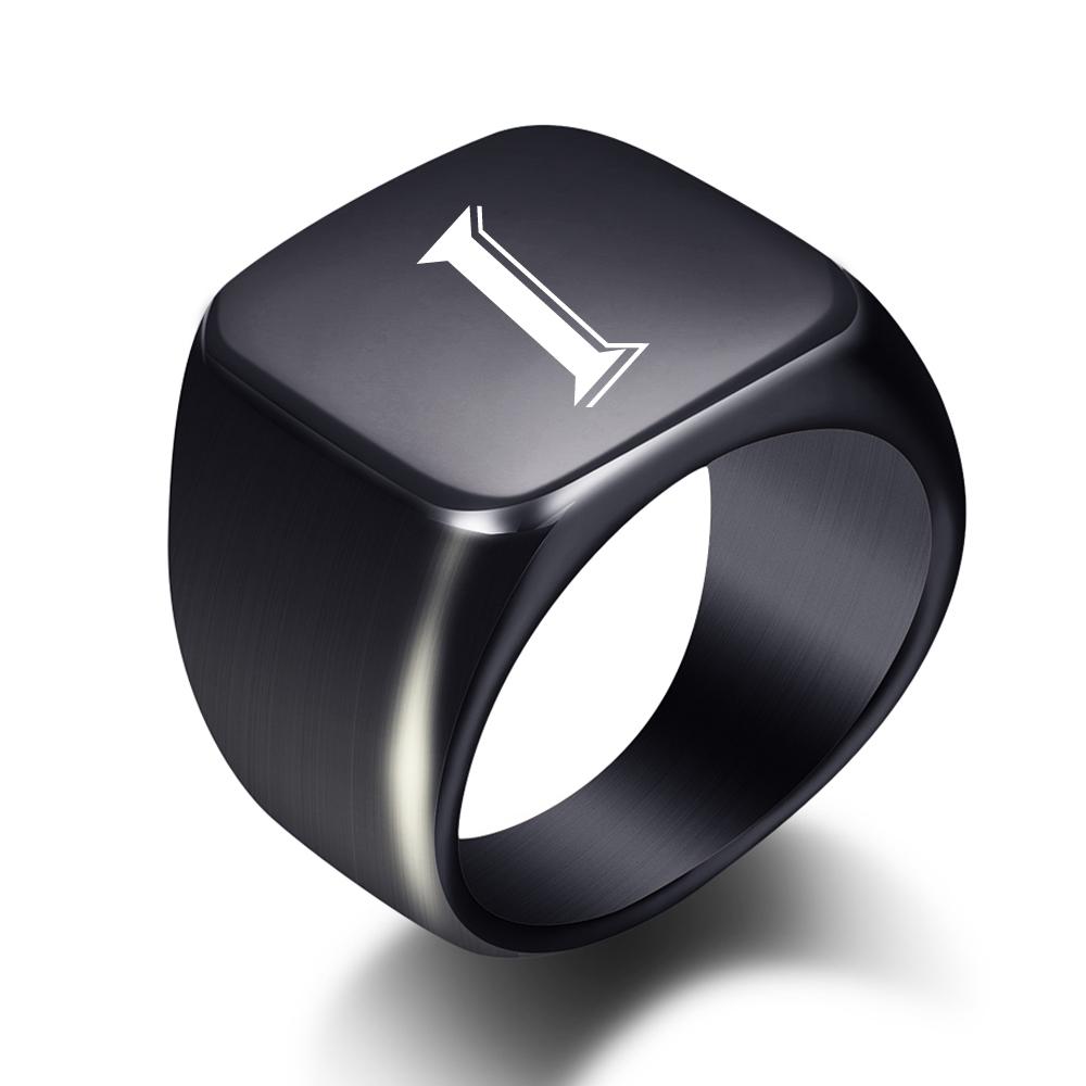 2025 Minimalist 26-Letter Smooth Titanium Steel Ring, Stainless Steel, 18MM Wide, Unisex